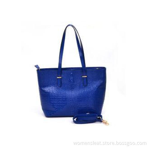 Fashion Long Handles Ladies navy blue leather handbags Cust